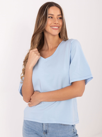 Jasnoniebieski bawełniany t-shirt basic RUE PARIS