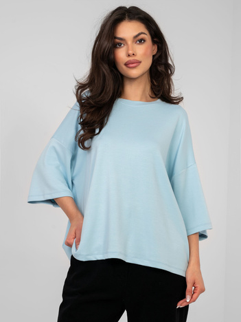 Pastelowa niebieska bluzka basic o kroju oversize RUE PARIS
