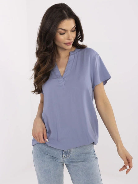 Szaro-niebieska bluzka z wiskozy SUBLEVEL