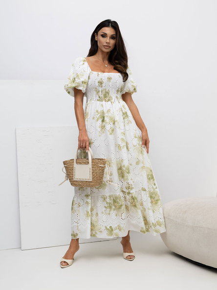 Zielona długa sukienka z bawełny