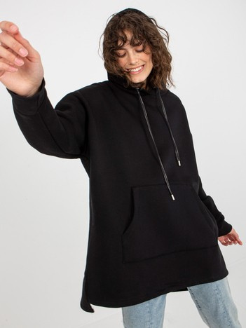 Czarna długa dresowa bluza oversize z kieszeniami