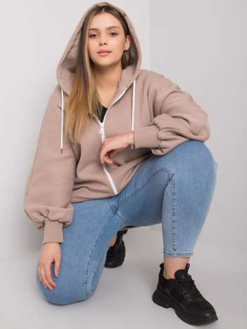 Ciemnobeżowa bluza plus size z kapturem Ella