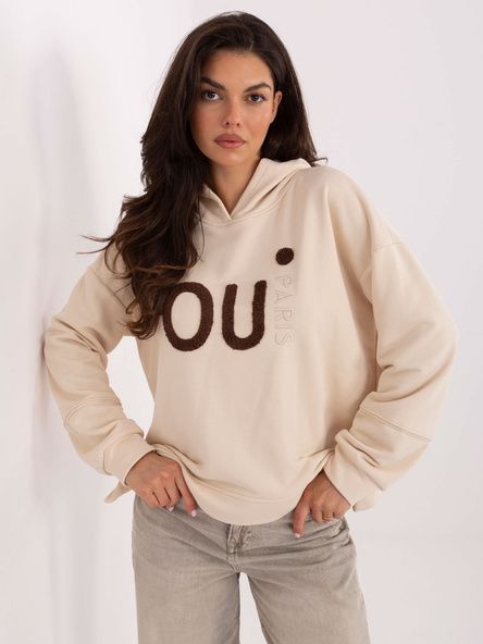 Jasnobrązowa bluza oversize z napisem