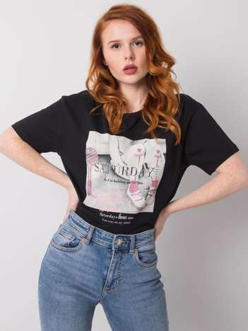 Czarny t-shirt z aplikacjami Sierra