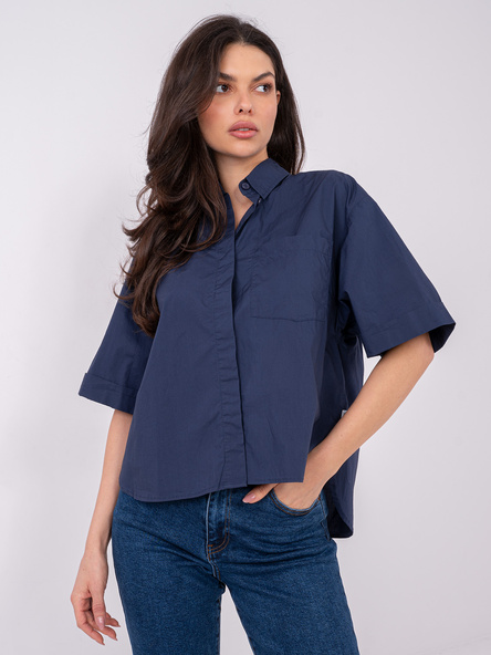 Granatowa damska koszula z krótkim rękawem SUBLEVEL