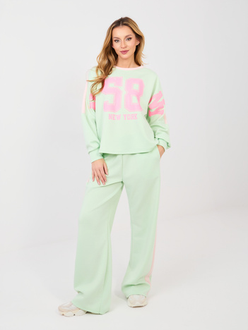 Pastelowy zielony komplet z bluzą oversize RUE PARIS