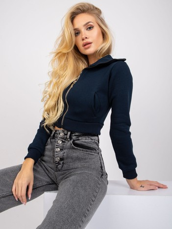 Granatowa krótka rozpinana bluza dresowa Ann RUE PARIS