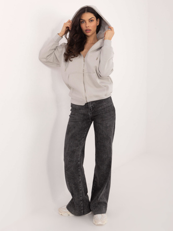 Szara ocieplana bluza basic z suwakiem