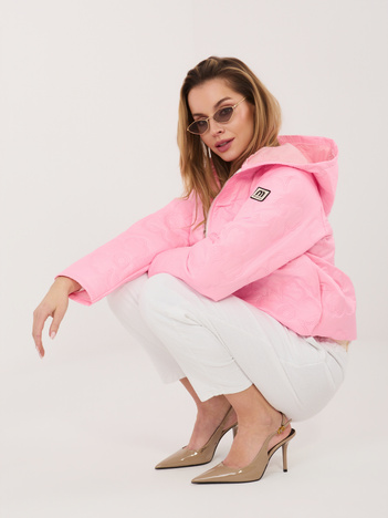 Różowa damska kurtka z kwiatowym pikowaniem RUE PARIS