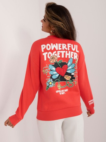 Koralowa bluza damska z nadrukiem SUBLEVEL