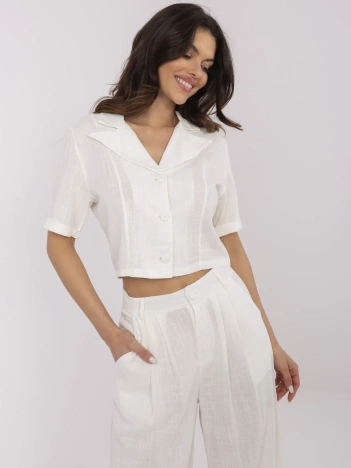 Ecru letni komplet z krótką koszulą