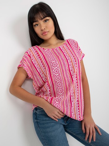 Różowa bluzka z nadrukiem z krótkim rękawem SUBLEVEL