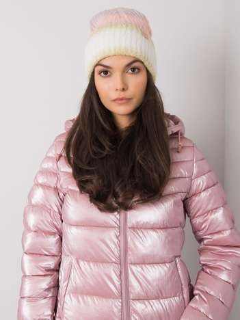 Zielono-brzoskwiniowa czapka beanie ombre