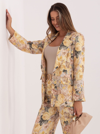 Żółta elegancka marynarka z podszewką RUE PARIS