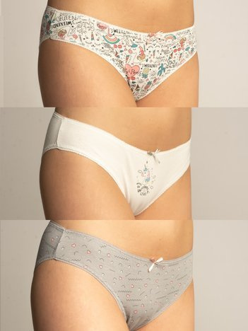 3-pak Bawełniane majtki damskie we wzory