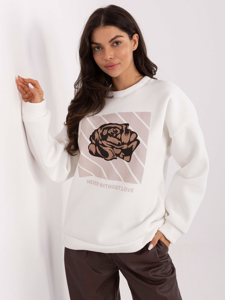 Ecru dresowa bluza oversize z nadrukiem