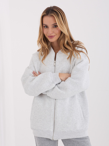 Jasnoszara bluza basic z ociepleniem