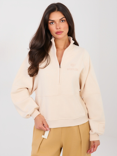 Jasnobeżowa damska bluza z haftem NATURAL SIDE