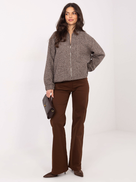 Ciemnobeżowa rozpinana kurtka o kroju bomberki