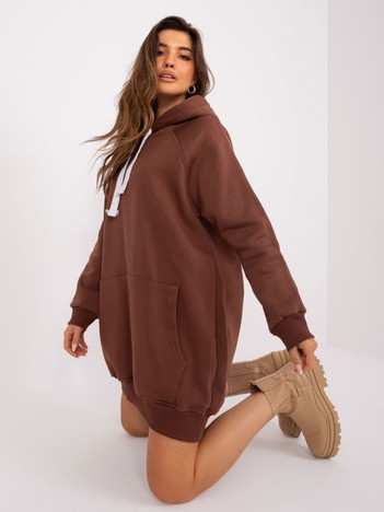 Brązowa długa bluza basic o kroju oversize