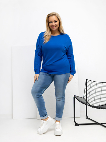 Kobaltowa bluzka plus size z długim rękawem