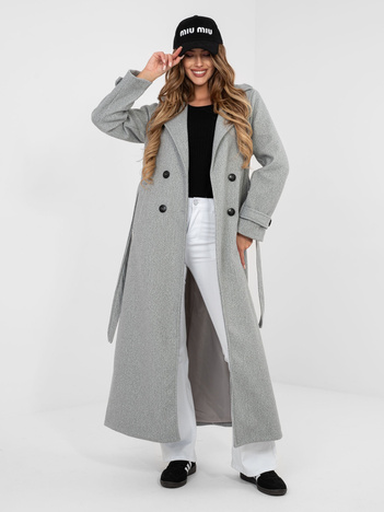 Szary dwurzędowy płaszcz z podszewką