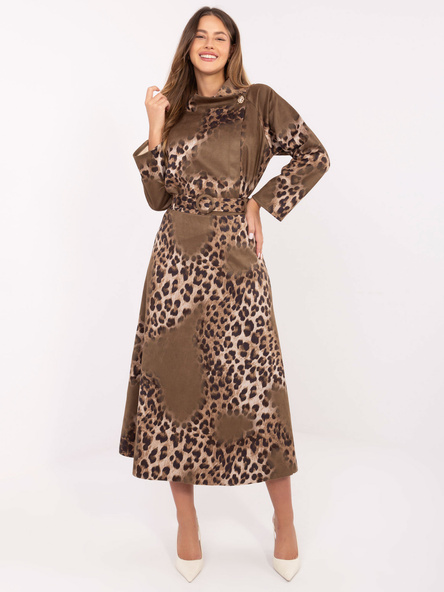 Khaki-beżowa zamszowa spódnica od kompletu