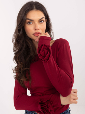 Bordowa dopasowana bluzka z bawełny
