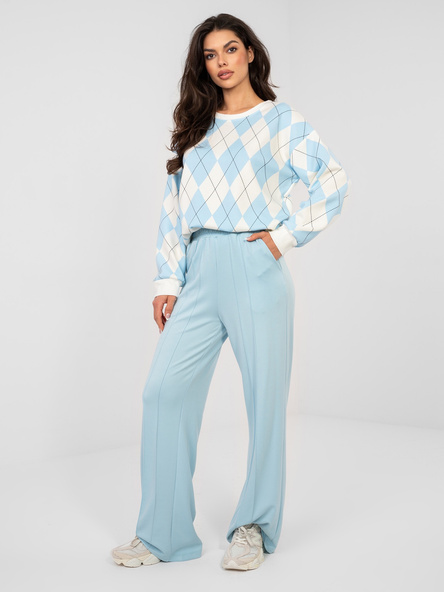 Pastelowe niebieskie spodnie basic bez zapięcia RUE PARIS