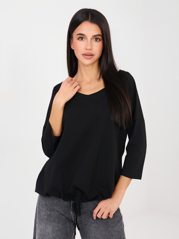 Czarna bluzka basic ze ściągaczem RUE PARIS
