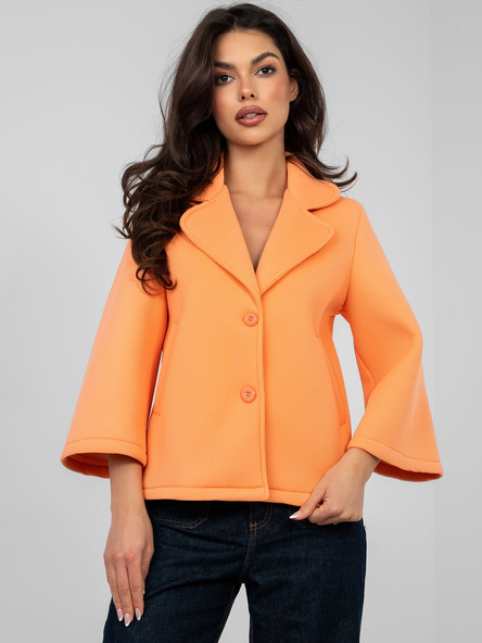 Jasnopomarańczowy przejściowy płaszcz z rękawem 3/4