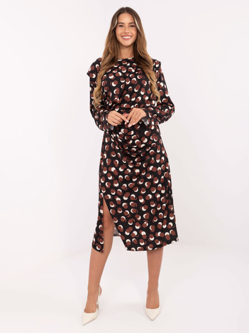 Czarna midi sukienka z printem RUE PARIS