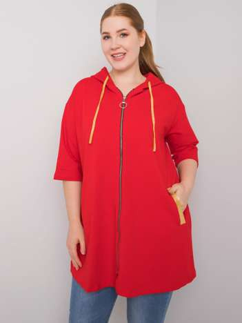 Czerwona bluza plus size na suwak Lounes