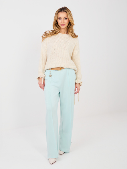 Pastelowe miętowe spodnie z przeszyciami RUE PARIS