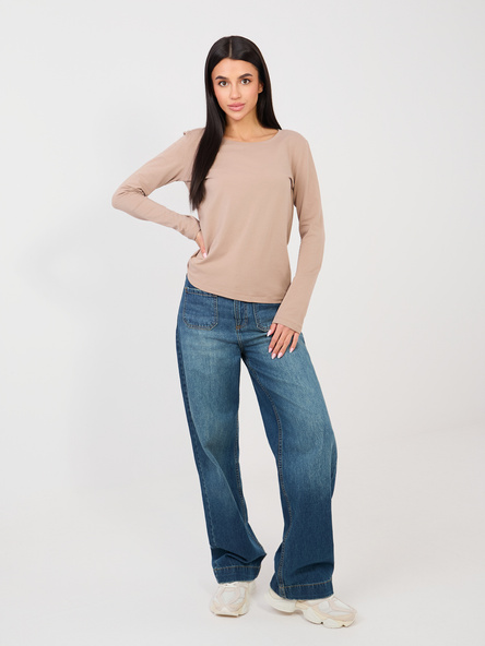 Ciemnobeżowa bawełniana bluzka basic RUE PARIS