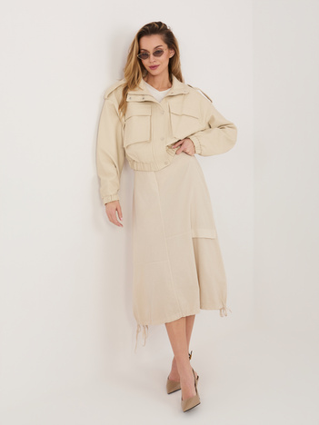 Beżowa sztruksowa spódnica z wiązaniami RUE PARIS