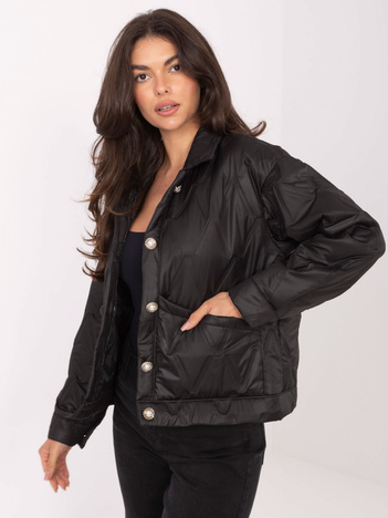 Czarna przejściowa kurtka z pikowaniem RUE PARIS