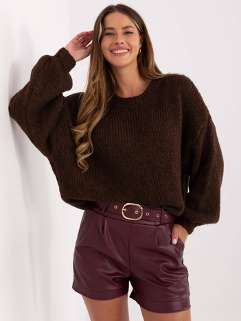 Burgundowe skórzane szorty z zakładkami RUE PARIS