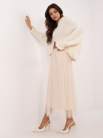 Beżowa midi spódnica z tiulem