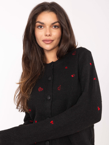 Czarny rozpinany sweter z wełną