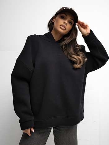 Czarna damska bluza basic z ociepleniem RUE PARIS