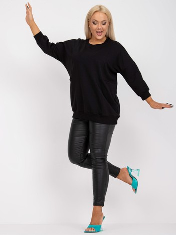 Czarna gładka bluzka plus size basic na co dzień