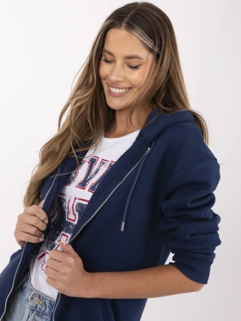 Granatowa dresowa bluza basic z suwakiem