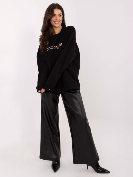 Czarna bluza oversize z haftem RUE PARIS