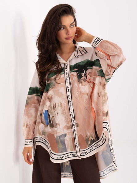 Jasnobeżowa długa koszula oversize RUE PARIS