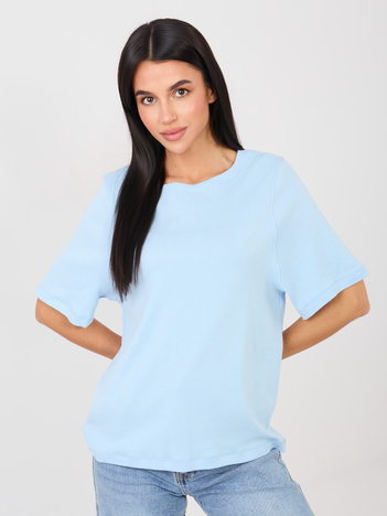 Jasnoniebieski t-shirt z ozdobnymi szwami RUE PARIS