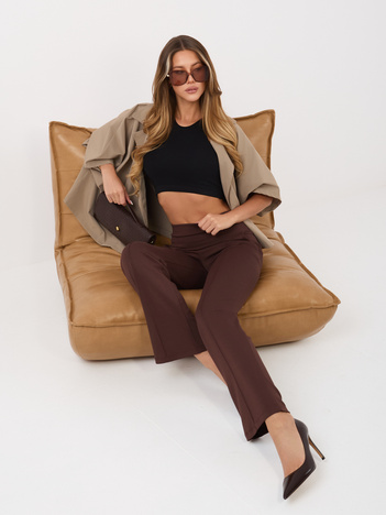 Ciemnobrązowe dresowe spodnie straight leg RUE PARIS