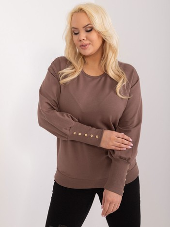 Brązowa bluza plus size z guzikami przy rękawach