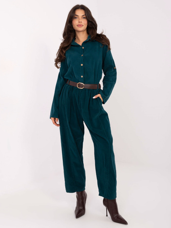 Morskie sztruksowe spodnie z kieszeniami