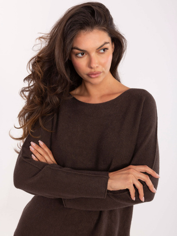 Ciemnobrązowy klasyczny sweter damski